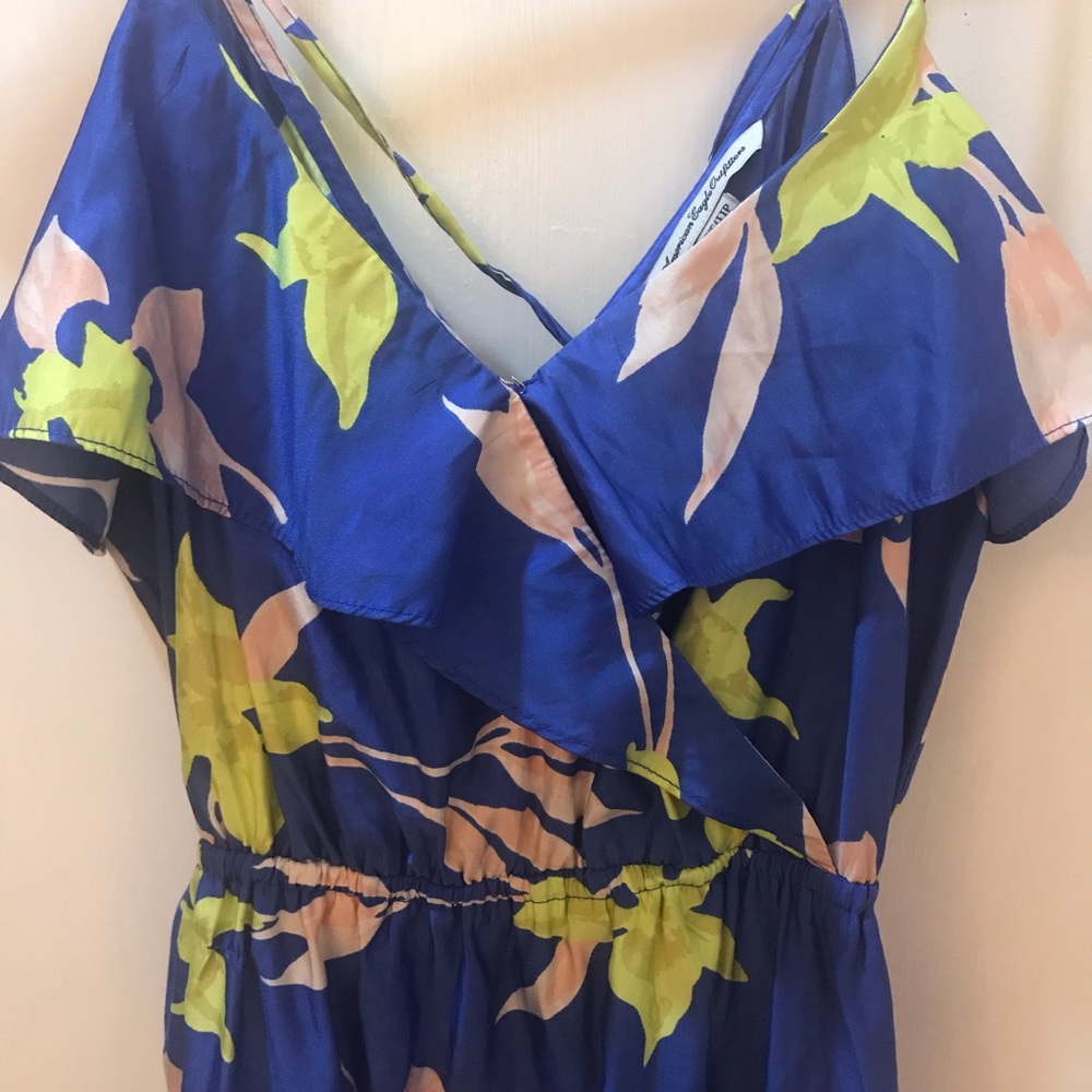 American Eagle Floral Mini Dress Cross Back Straps